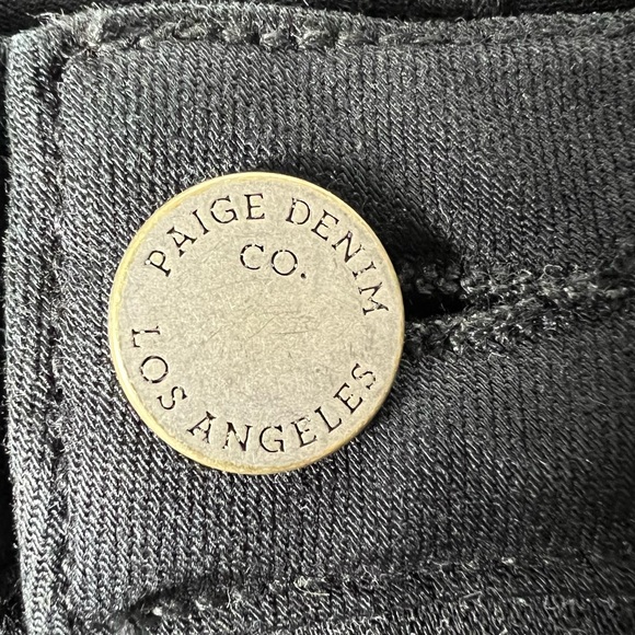PAIGE Jeans Black Elaine High Rise Denim Raw Hem Jeans Size 25 - Picture 15 of 17